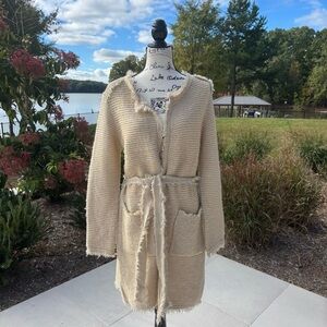 Vintage Carole Christian Knit Belted Cardigan Coat — Made in USA (Small)